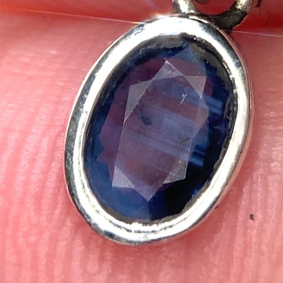 Blue Sapphire .93ct Platinum Finish Solid 925 Sterling Silver Pendant - Picture 4 of 7